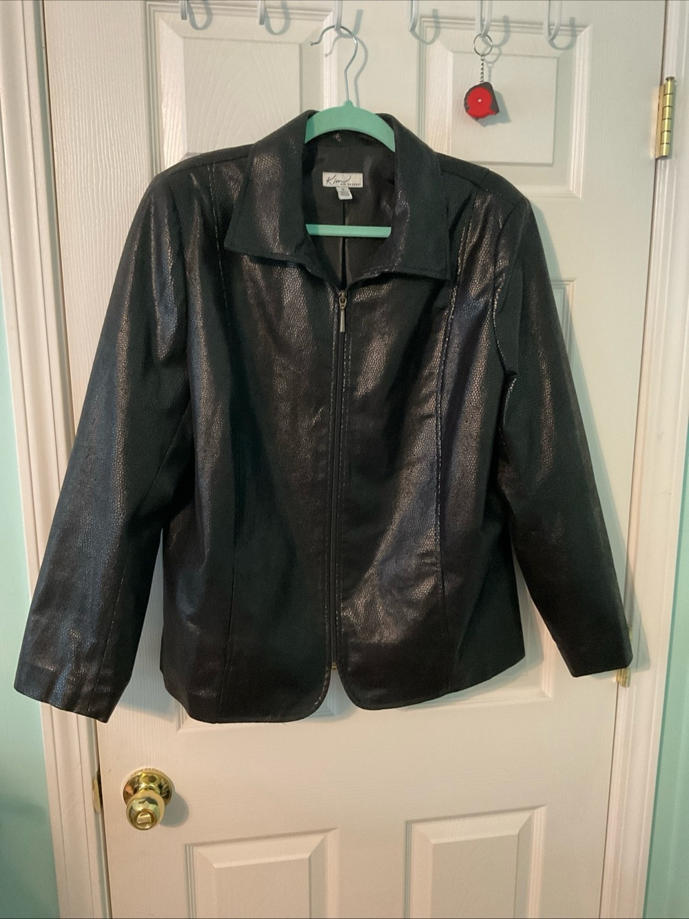Kim Rogers Black Faux Leather Zip Jacket